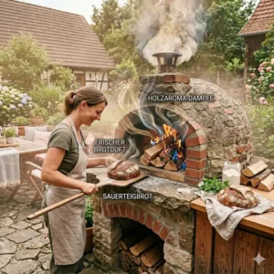 Das holzbefeuerte Aroma beim pizzaofen für brot backen outdoor sorgt für eine knusprige Kruste.