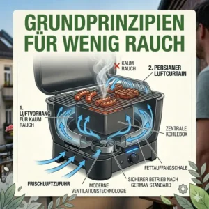 Gesundes Grillen ohne Fettbrand mit einem speziellen bbq grill für wenig rauch.