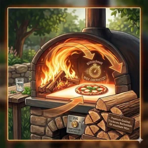 Die rollende Flamme beobachten und im Pizzaofen Temperatur schnell erreichen.