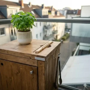 Hochwertiger Edelstahl grill für balkon außenküche mit wetterfester Abdeckung.