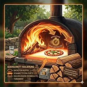 Dank hochwertiger Isolierung im Pizzaofen Temperatur schnell erreichen.