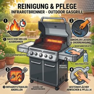 Schritt-für-Schritt-Anleitung zur richtigen Reinigung und Pflege für einen gasgrill mit infrarotbrenner outdoor.