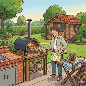 Verwendung einer Pizzaschaufel bei einem pizzaofen für anfänger outdoor.