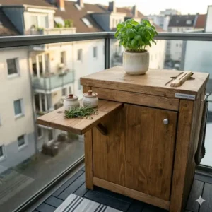 Kompakte Modulbauweise für einen grill für balkon außenküche auf schmalen Balkonen.
