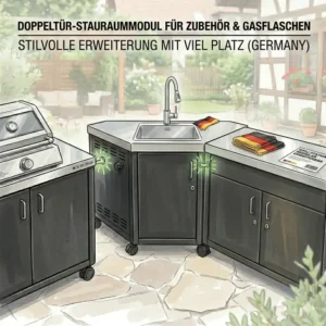 Zusätzlicher Stauraum und Schränke für die grillstation modular erweiterbar.