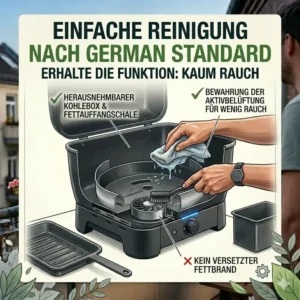 Die einfache Reinigung und Pflege von einem zerlegbaren bbq grill für wenig rauch.