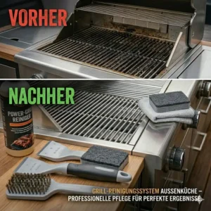 Vorher-Nachher-Vergleich der Ergebnisse durch das grill reinigungssystem außenküche.