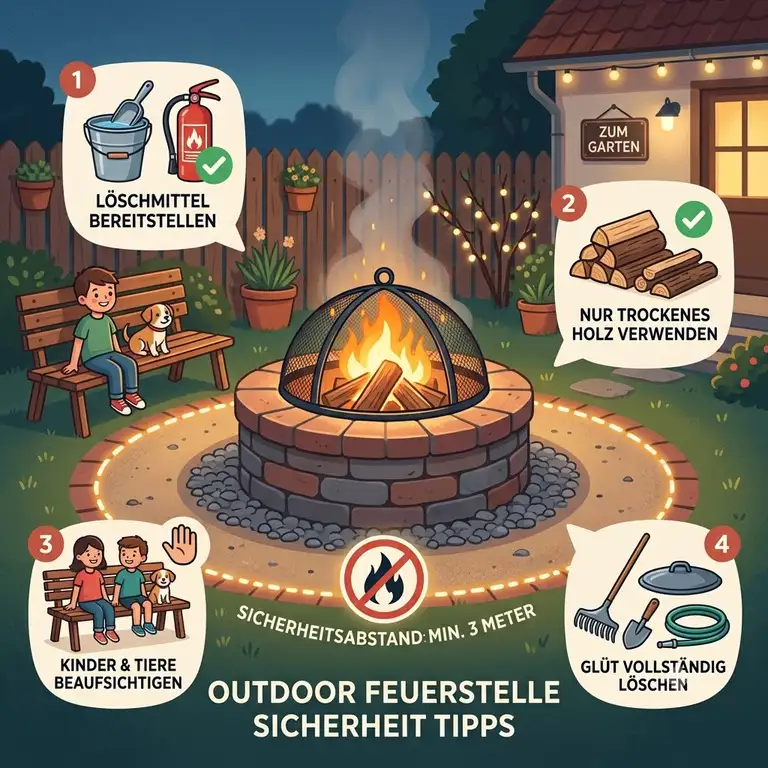 Gemütliche Atmosphäre im Garten mit hilfreichen outdoor feuerstelle sicherheit tipps für die Familie.