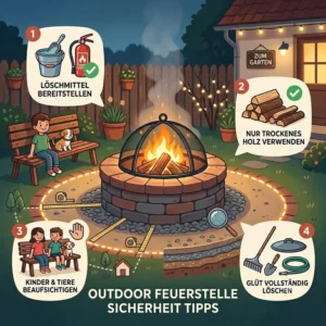 Richtiger Sicherheitsabstand zu Gebäuden laut den aktuellen outdoor feuerstelle sicherheit tipps im Blog.