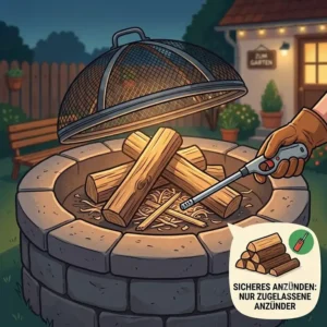 Sicheres Anzünden ohne Brandbeschleuniger wird in den outdoor feuerstelle sicherheit tipps genau erklärt.