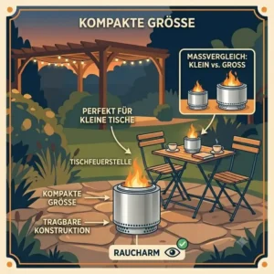 A compact and portable tabletop model of a feuerstelle raucharm garten perfect for small terraces and balconies.