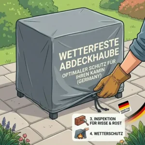 Eine wetterfeste Abdeckhaube als wichtiger Wetterschutz im Rahmen der outdoor kamin wartung pflege.