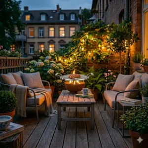 Multifunktionale 2-in-1 Grill-feuerstelle für kleine terrasse für den Außenbereich.