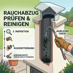 Wartung des Rauchabzugs für die outdoor kamin wartung pflege zur Vermeidung von gefährlichem Rauchgasstau.