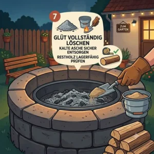 Glut vollständig mit Sand oder Wasser löschen nach den offiziellen outdoor feuerstelle sicherheit tipps.