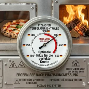 Technical drawing showing precise dimensions of a pizzaofen mit thermometer integriert for outdoor placement.