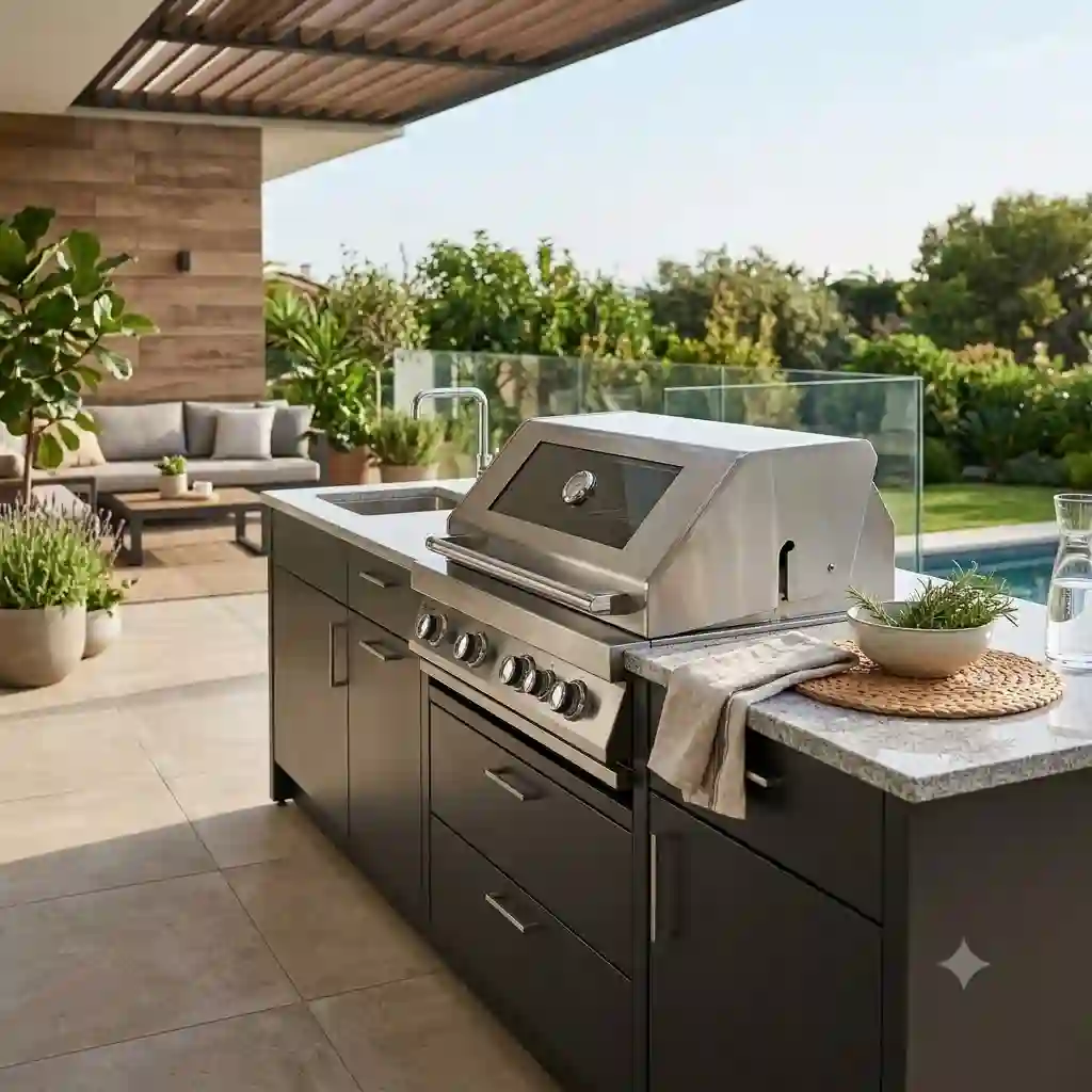 A featured image showcasing a sleek and modern patio featuring premium outdoor küchenmöbel design modern.