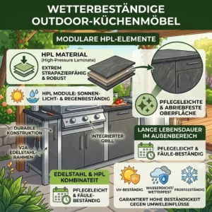 Wetterbeständige Outdoor-Küchenmöbel mit HPL-Modulen für Langlebigkeit im Außenbereich