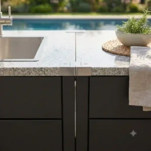 Detailed view demonstrating the connection points in a modular outdoor küchenmöbel design modern system.