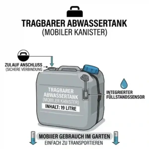 A portable canister setup used as a mobile abwassertank außenküche