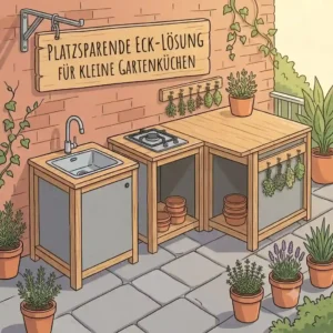 A smart corner layout designed to optimize space using functional möbel für gartenküche klein.