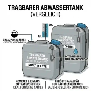 Capacity and size comparison of different models for an abwassertank außenküche
