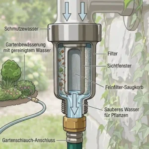 Illustration of an outdoor wasserhahn mit filter featuring a protective frost cover.