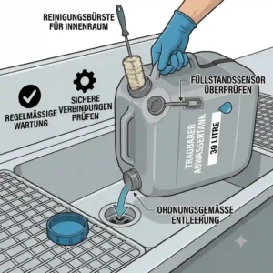 Step-by-step instructions for emptying and cleaning an abwassertank außenküche