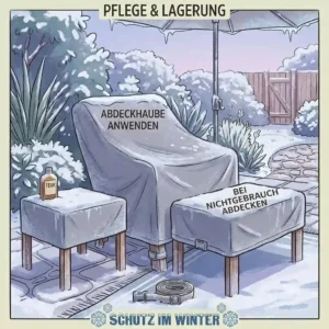 Protective weather cover over stacked outdoor möbel pflegeleicht during winter